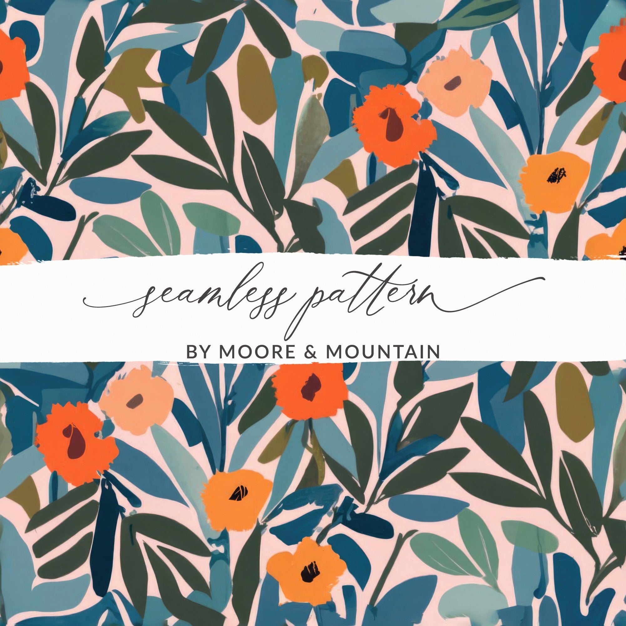 Floral Pattern Digital Paper, Modern Botanical Design, Seamless Flower Image, Scrapbook Paper, Fabric Design, Commercial Use Digital - Moore and Mountain