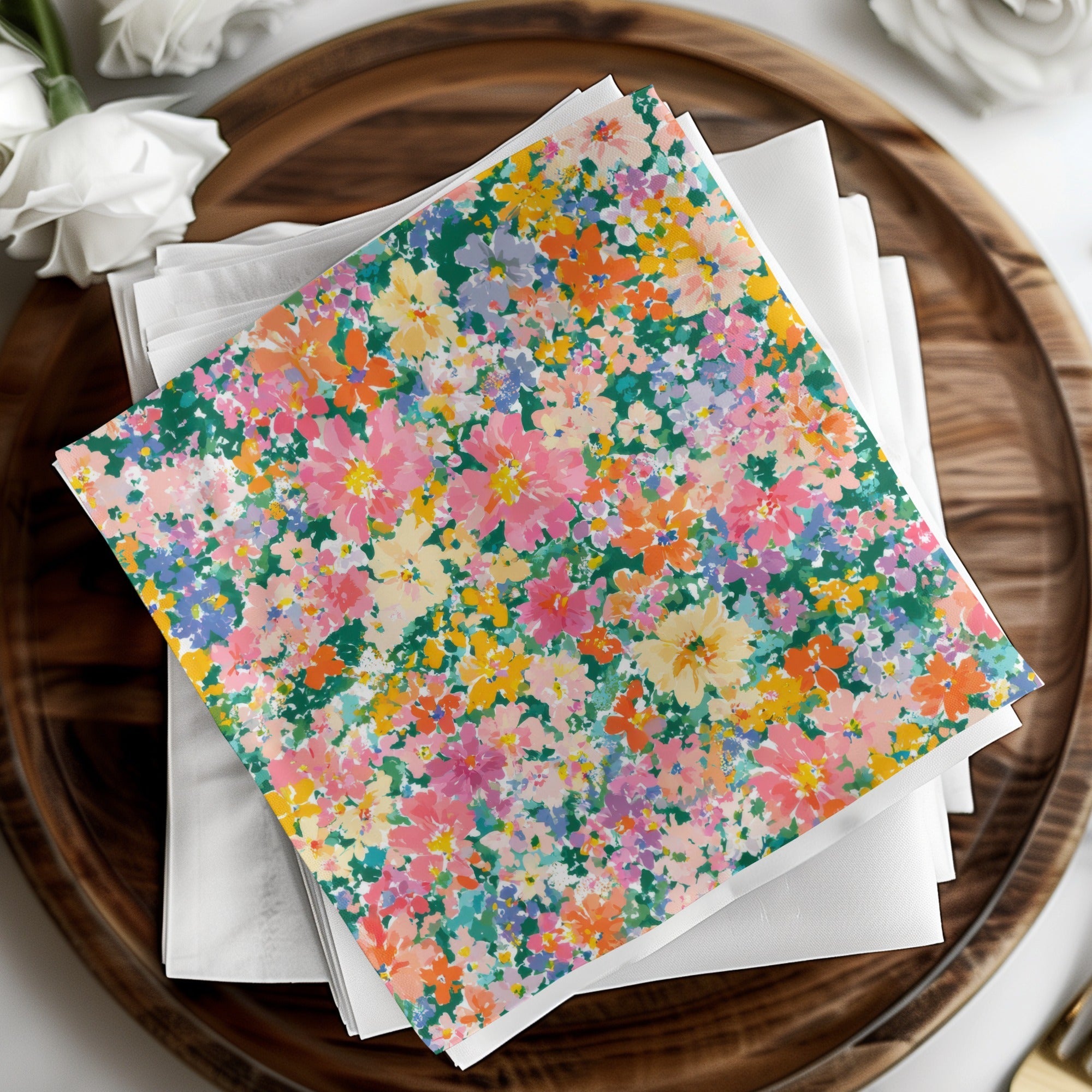 Floral Pattern Digital Paper, Seamless Flower Background, Colorful Fabric Design, Watercolor Flower Digital Download, Scrapbook Paper - Moore and Mountain