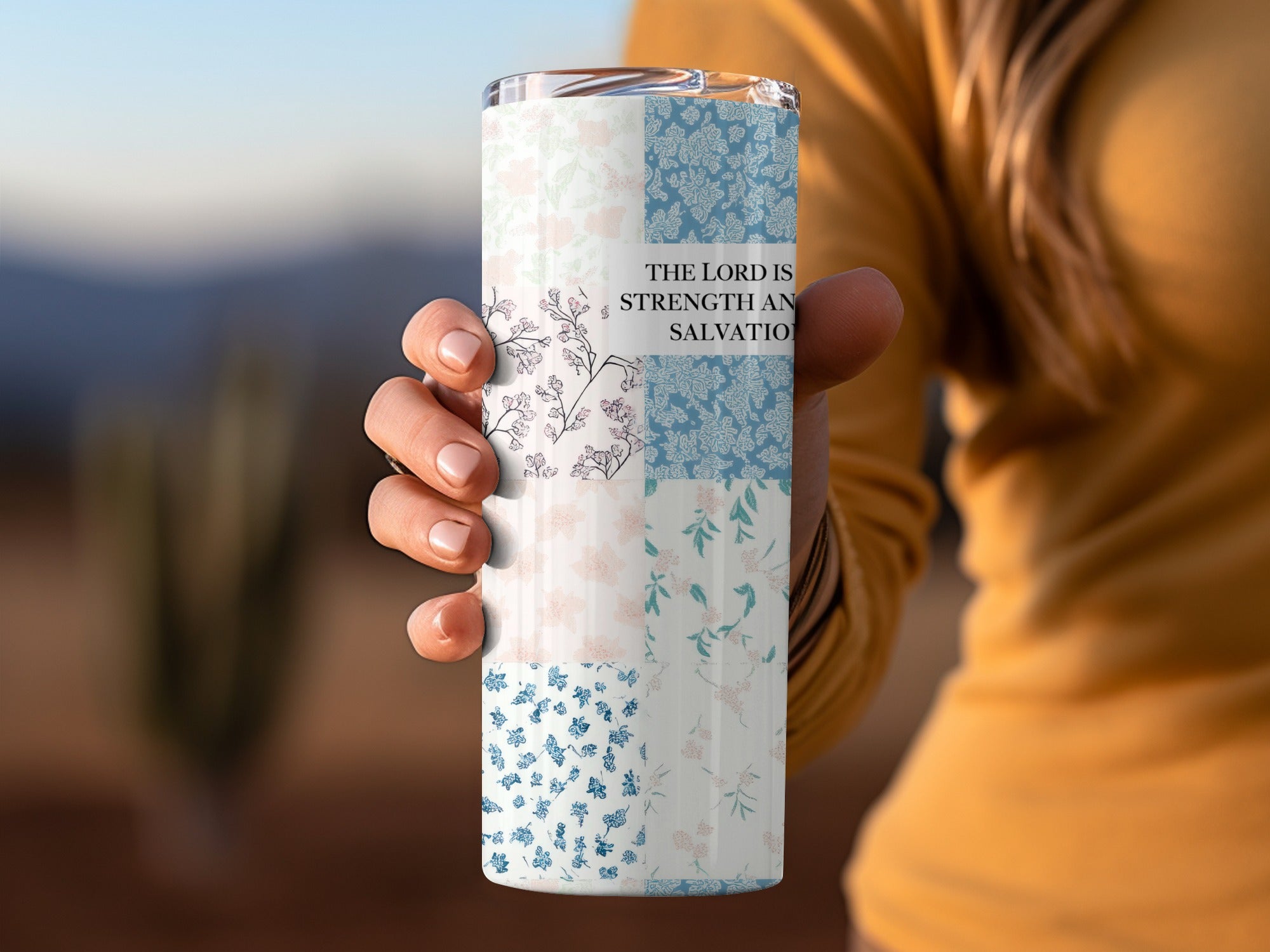 The Lord Is Strength And Salvation Floral Tumbler