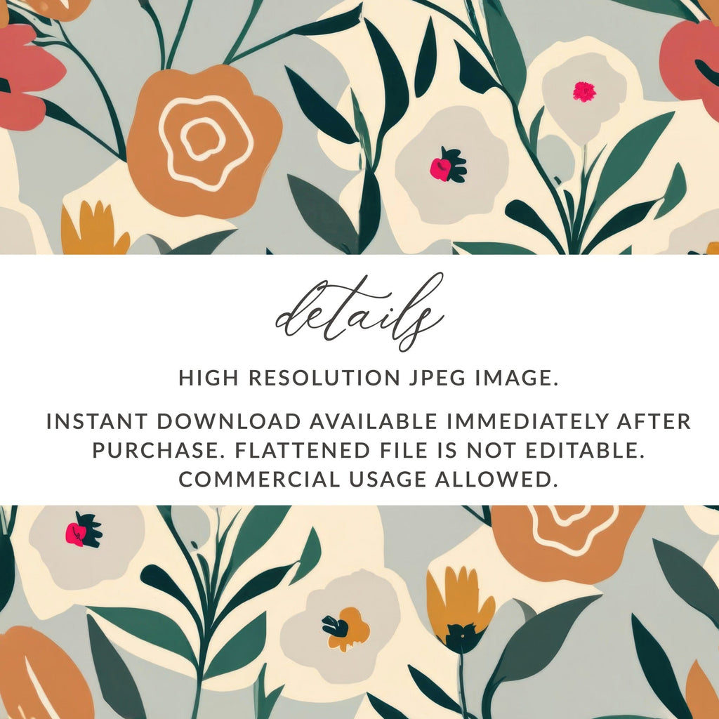 Floral Pattern Digital Paper, Seamless Flower Design, Botanical Illustration, Autumn Colors Digital, Printable Fabric Design, Scrapbook - Moore and Mountain