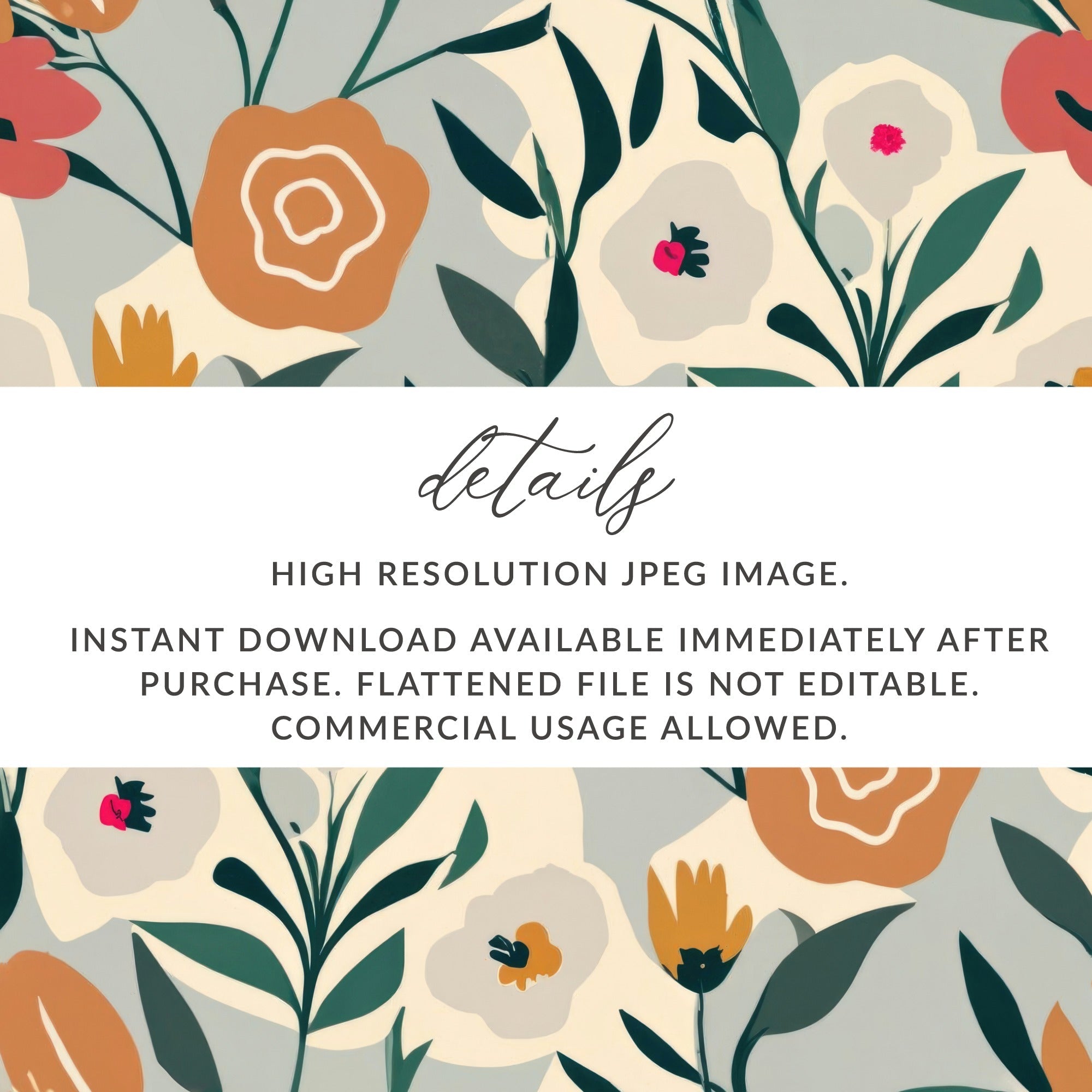 Floral Pattern Digital Paper, Seamless Flower Design, Botanical Illustration, Autumn Colors Digital, Printable Fabric Design, Scrapbook - Moore and Mountain