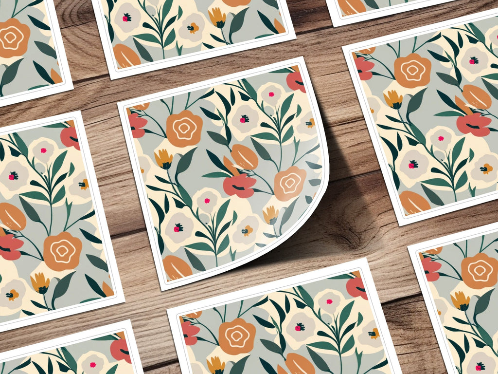 Floral Pattern Digital Paper, Seamless Flower Design, Botanical Illustration, Autumn Colors Digital, Printable Fabric Design, Scrapbook - Moore and Mountain