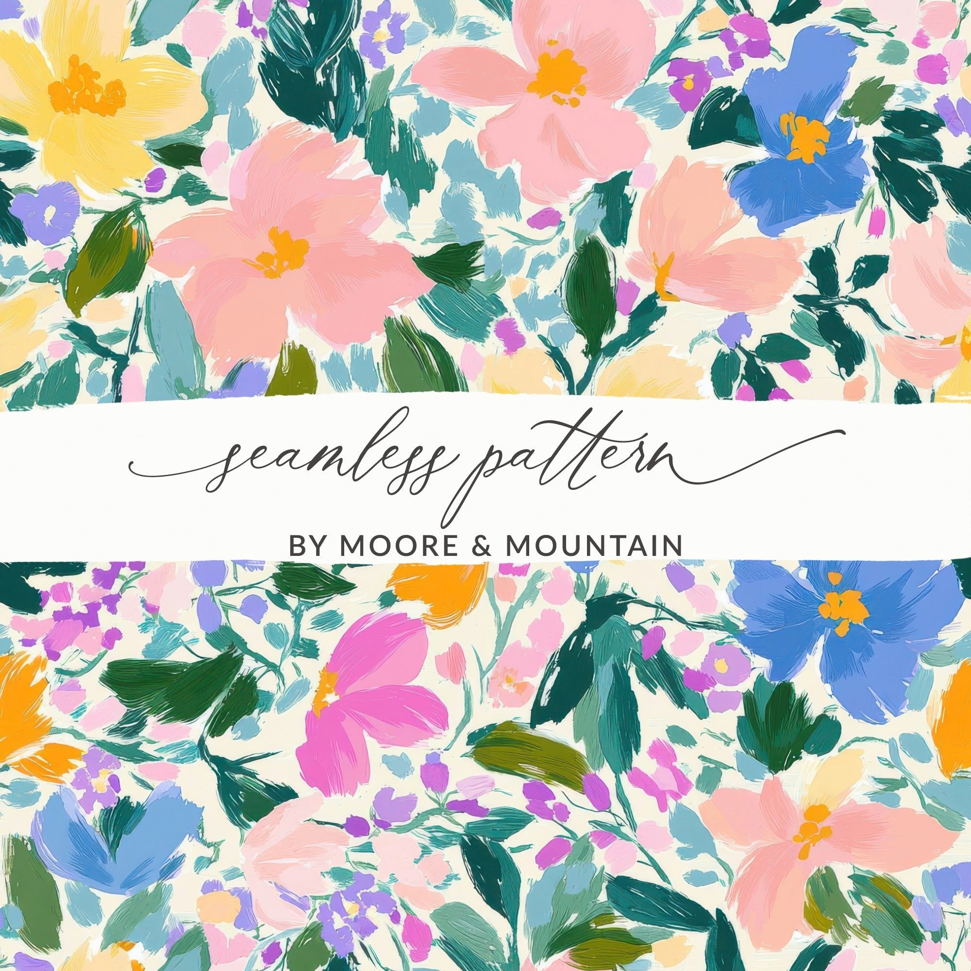 Floral Pattern Digital Paper, Seamless Flower Design, Pastel Colors, Scrapbook Paper, Fabric Design, Floral Background, Digital Download - Moore and Mountain