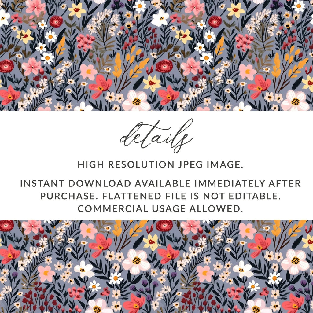 Floral Pattern Digital Paper, Seamless Flower Design, Spring Blossom Repeat, Printable Scrapbook Paper, Floral Background - Moore and Mountain
