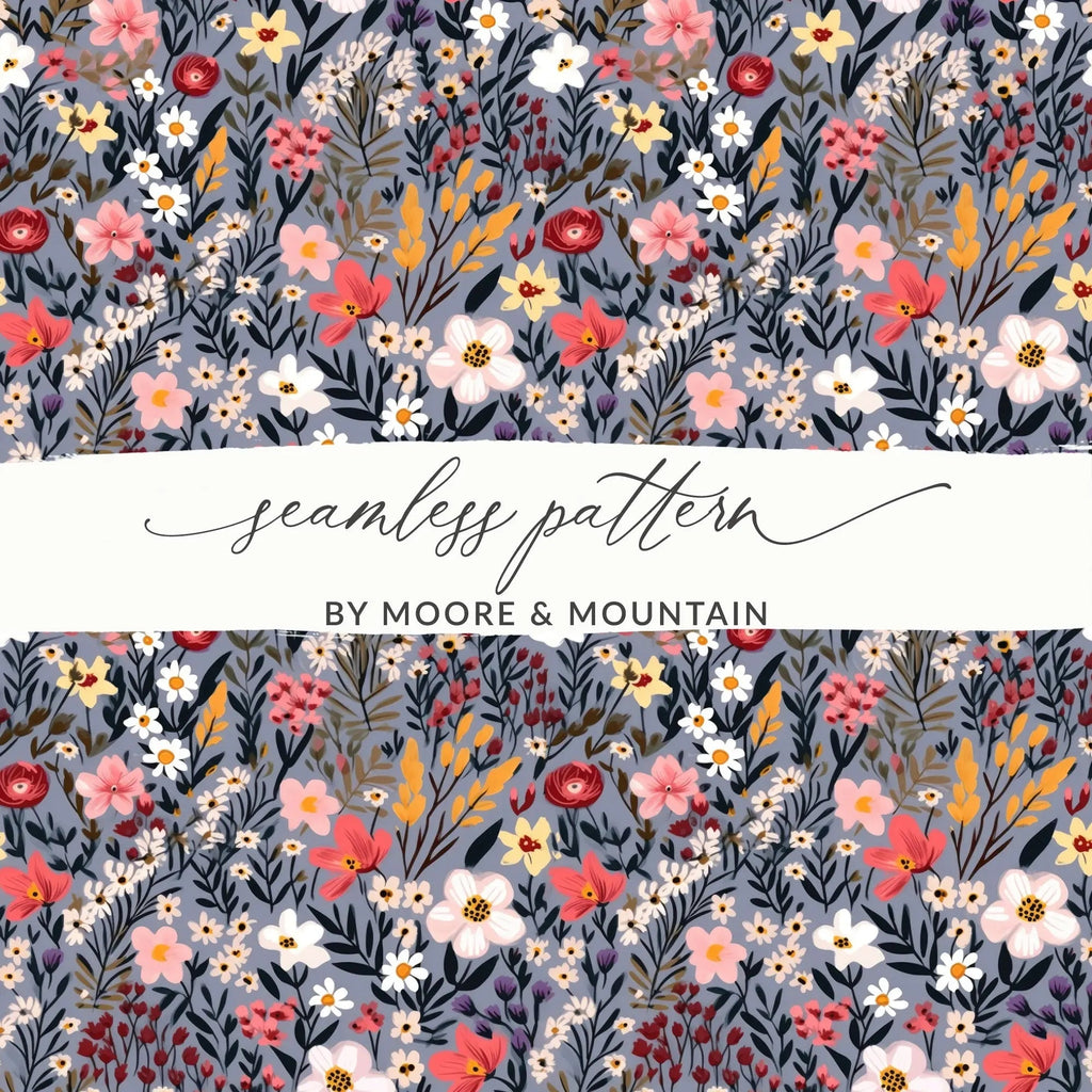 Floral Pattern Digital Paper, Seamless Flower Design, Spring Blossom Repeat, Printable Scrapbook Paper, Floral Background - Moore and Mountain