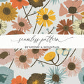 Floral Pattern Digital Paper, Seamless Flower Digital Backgrounds, Boho Flower Print, Rustic Floral Pattern, Digital Download, Commercial - Moore and Mountain