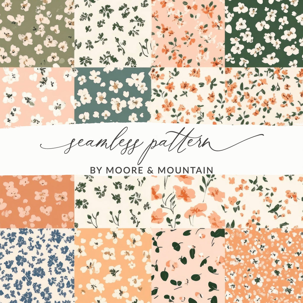 Floral Pattern Digital Paper, Seamless Flower Pattern, Cute Background, Botanical Design, Scrapbook Paper, Fabric Print - Moore and Mountain
