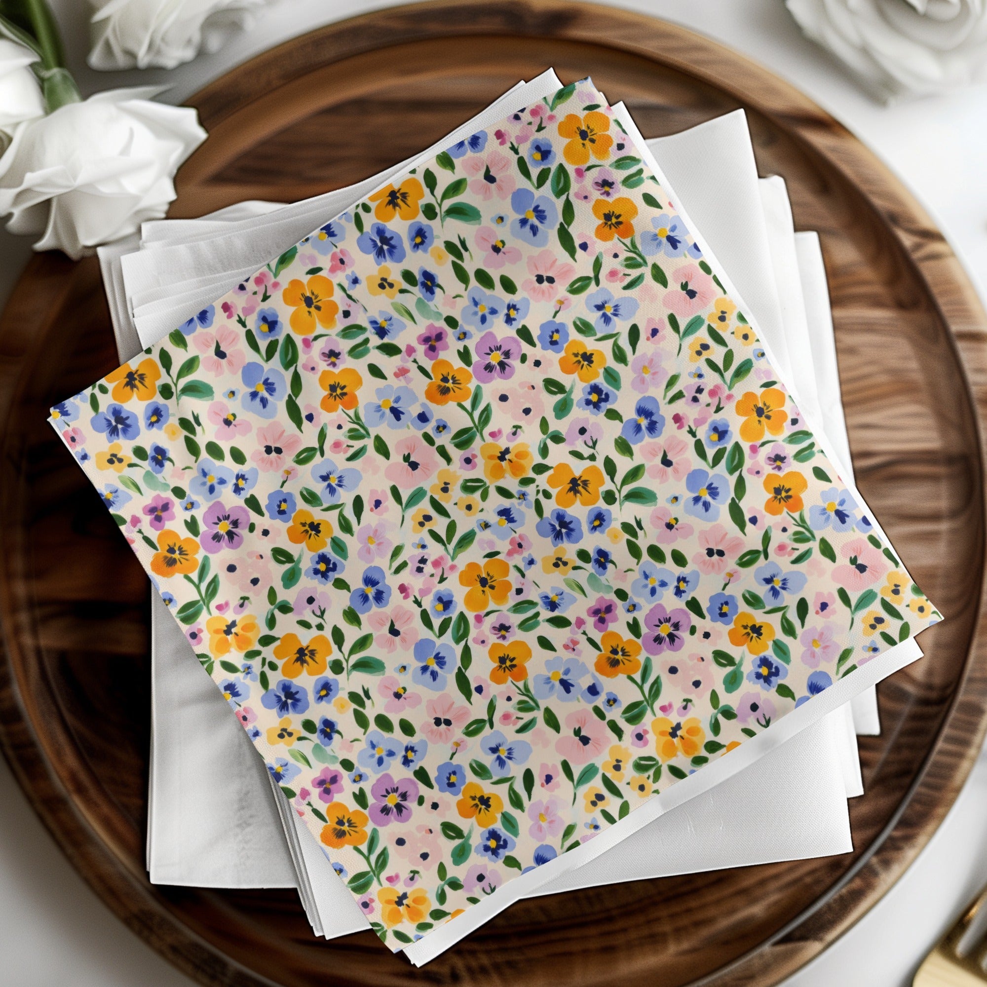 Floral Pattern Digital Paper, Seamless Flower Pattern, Pansy Flower Design, Fabric Pattern, Digital Download, Commercial Use - Moore and Mountain