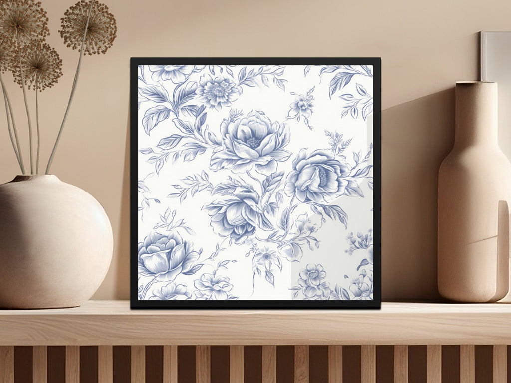 Floral Pattern Digital Paper, Seamless Flower Repeat, Elegant Indigo Botanical Design, Commercial Use Print, 2 JPEG Scales, Download - Moore and Mountain