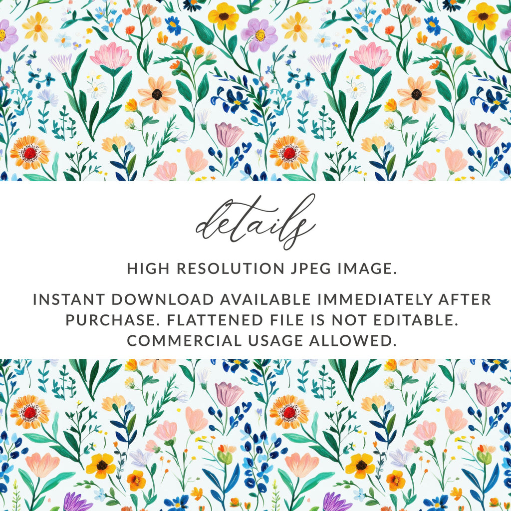 Floral Pattern Digital Paper, Watercolor Flower Clipart, Seamless Design for Fabric, Scrapbook Paper, Backgrounds, Digital Download - Moore and Mountain