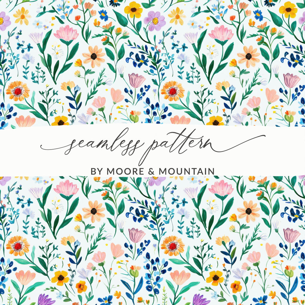 Floral Pattern Digital Paper, Watercolor Flower Clipart, Seamless Design for Fabric, Scrapbook Paper, Backgrounds, Digital Download - Moore and Mountain