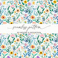 Floral Pattern Digital Paper, Watercolor Flower Clipart, Seamless Design for Fabric, Scrapbook Paper, Backgrounds, Digital Download - Moore and Mountain