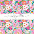 Floral Pattern Digital Paper, Watercolor Flower Seamless Pattern, Pastel Floral Designs, Flower Backgrounds, Scrapbook Paper, Print, Fabrics - Moore and Mountain