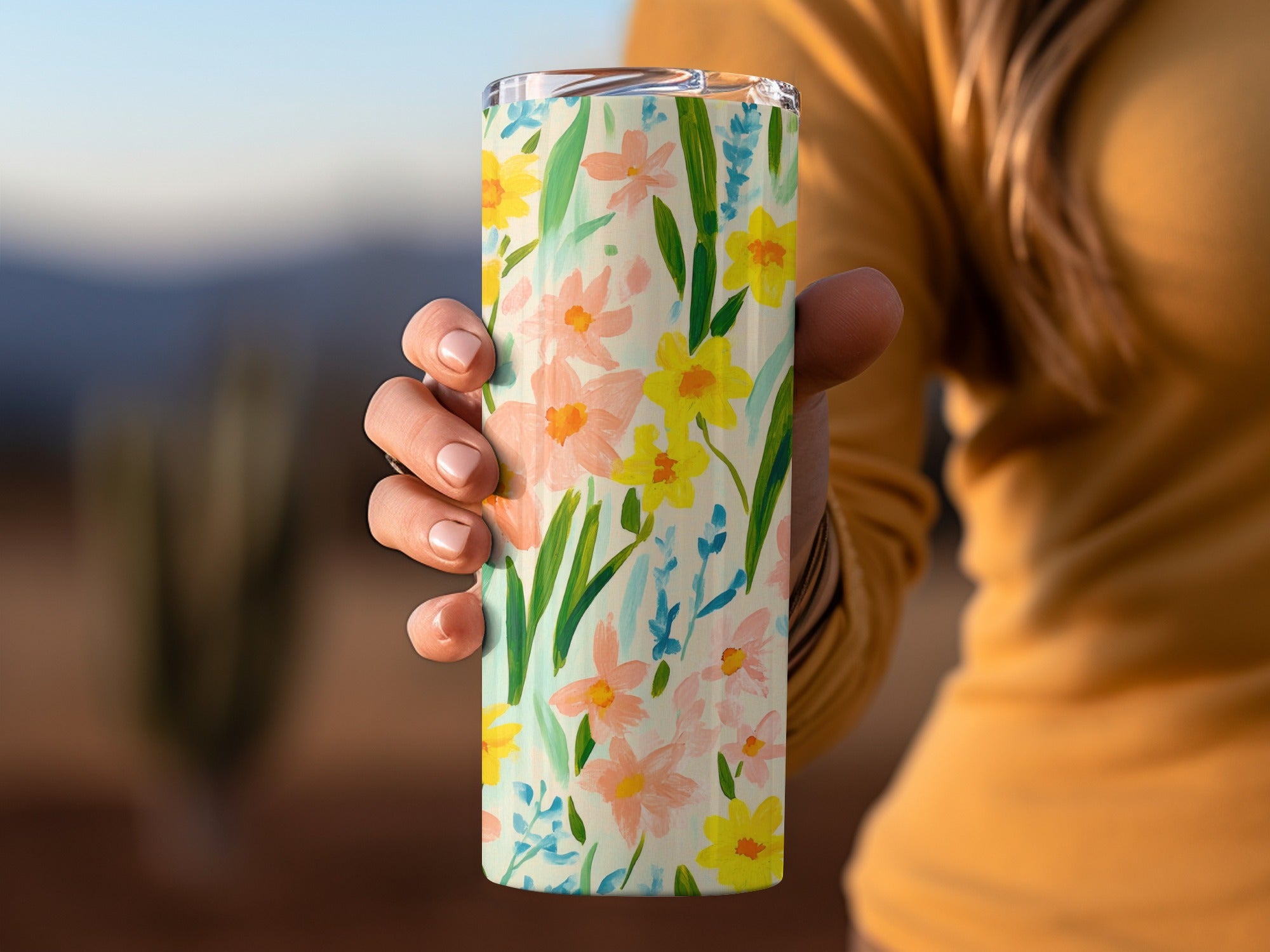 Colorful Floral Insulated Tumbler Cup for Beverages