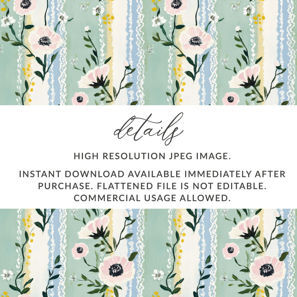 Floral Pattern Digital, Pastel Flowers, Seamless Design, Anemone Print, Surface Pattern, Digital Paper for Fabric, Commercial Use - Moore and Mountain