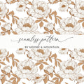 Floral Pattern Digital, Peony Flower Seamless, Botanical Design, Fabric Print, Wallpaper Design, Scrapbooking Paper, Digital Paper - Moore and Mountain
