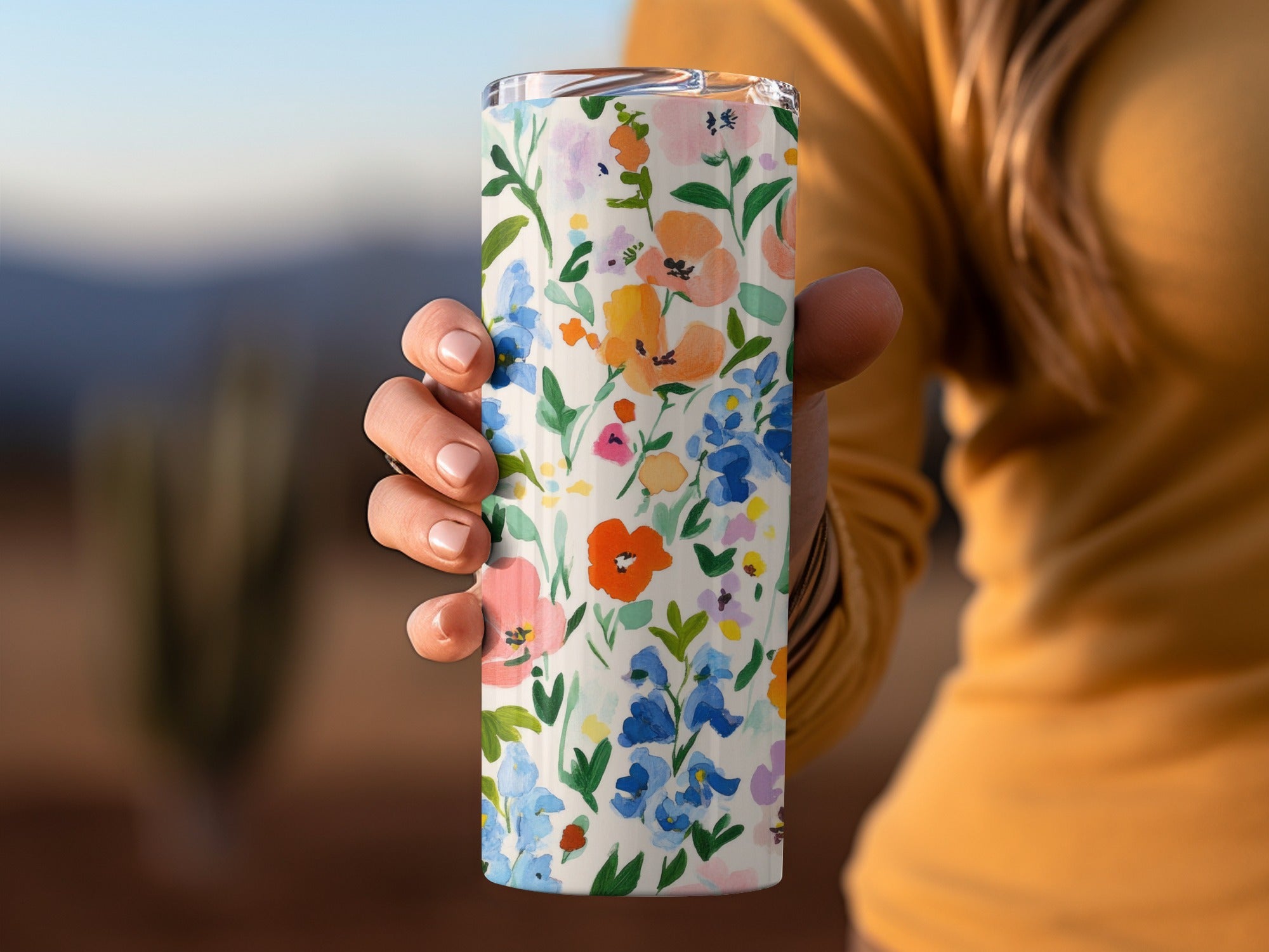 Colorful Floral Pattern Insulated Tumbler Cup