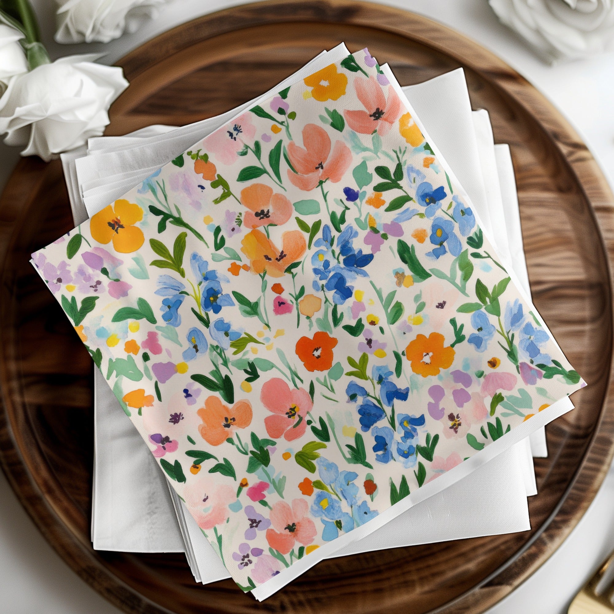 Bright Floral Patterned Decorative Paper Napkins