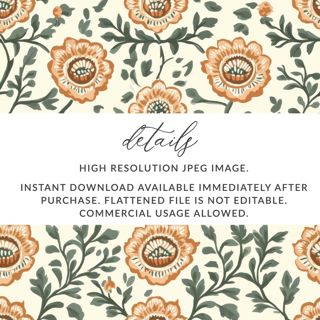 Floral Repeat Pattern for Fabrics Indian Motif Design - Moore and Mountain