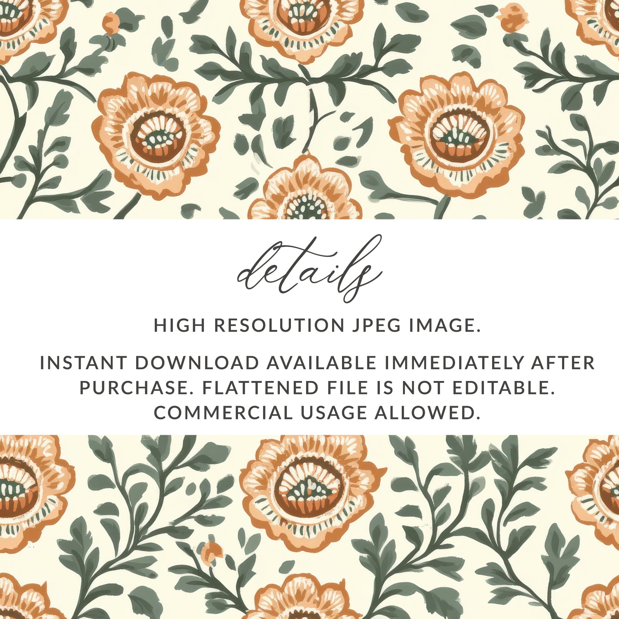 Floral Repeat Pattern for Fabrics Indian Motif Design - Moore and Mountain