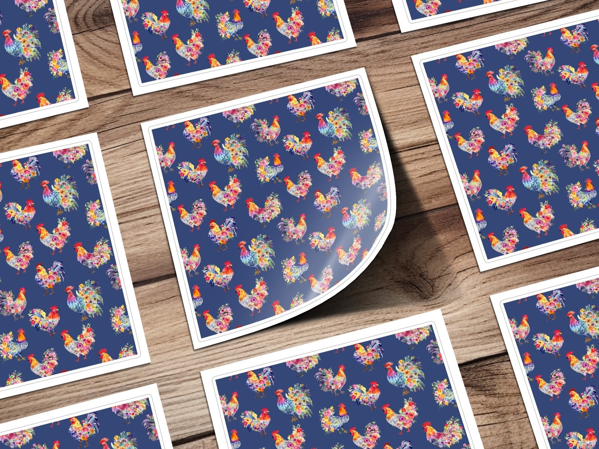 Floral Rooster Pattern, Farmhouse Digital Paper, Chicken Seamless File, Watercolor Animal Print, Fabric Design, Home Decor, Digital Download - Moore and Mountain