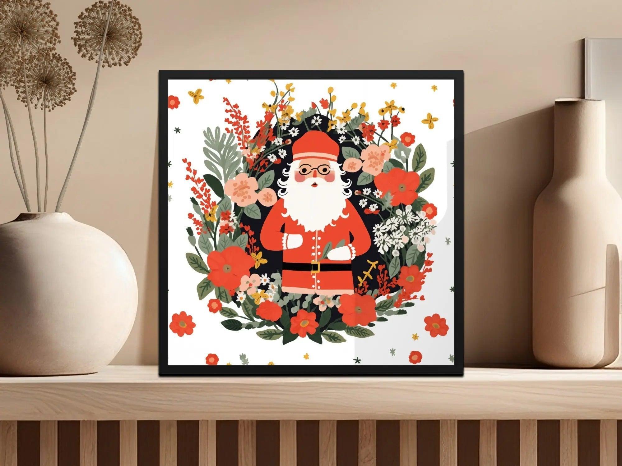 Floral Santa Claus Digital Seamless Pattern, Christmas JPEG Image, Holiday Digital Paper, Festive Design, Cute Santa Print, Repeat Pattern - Moore and Mountain