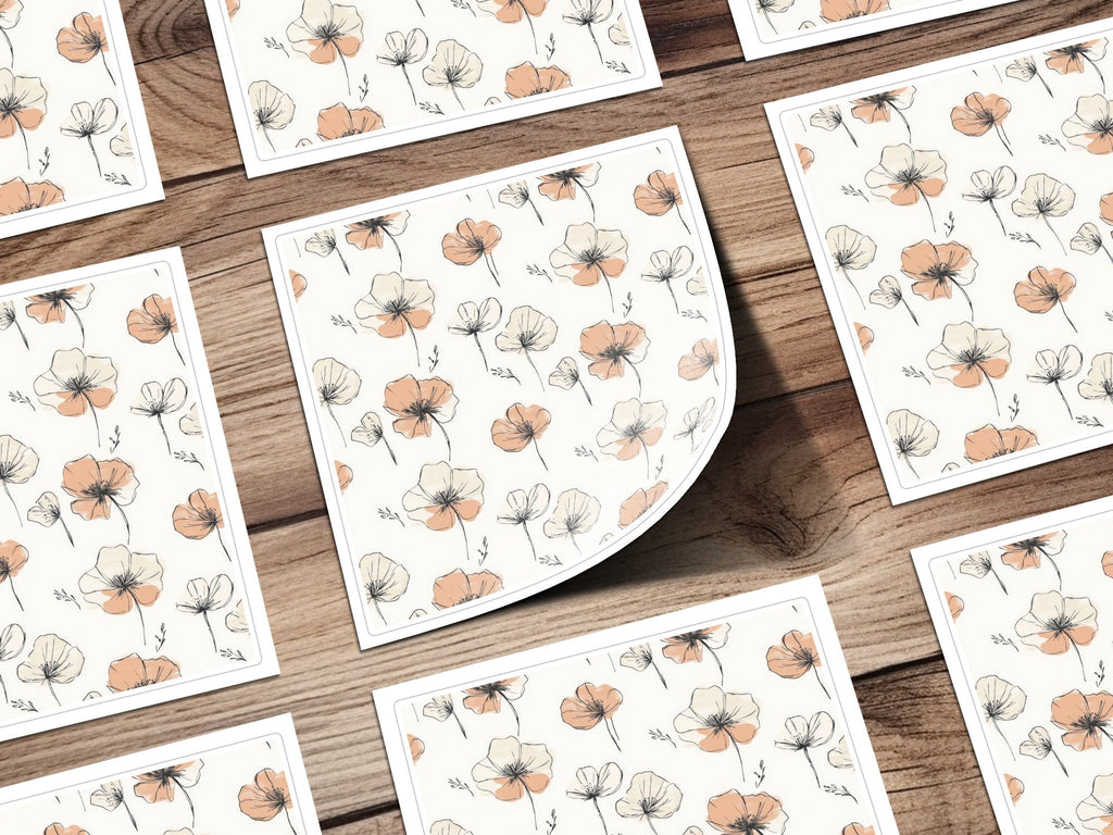Floral Seamless Digital Paper, Flower Repeat Pattern, Cream and Peach Background, Printable Fabric Design, Digital Download - Moore and Mountain