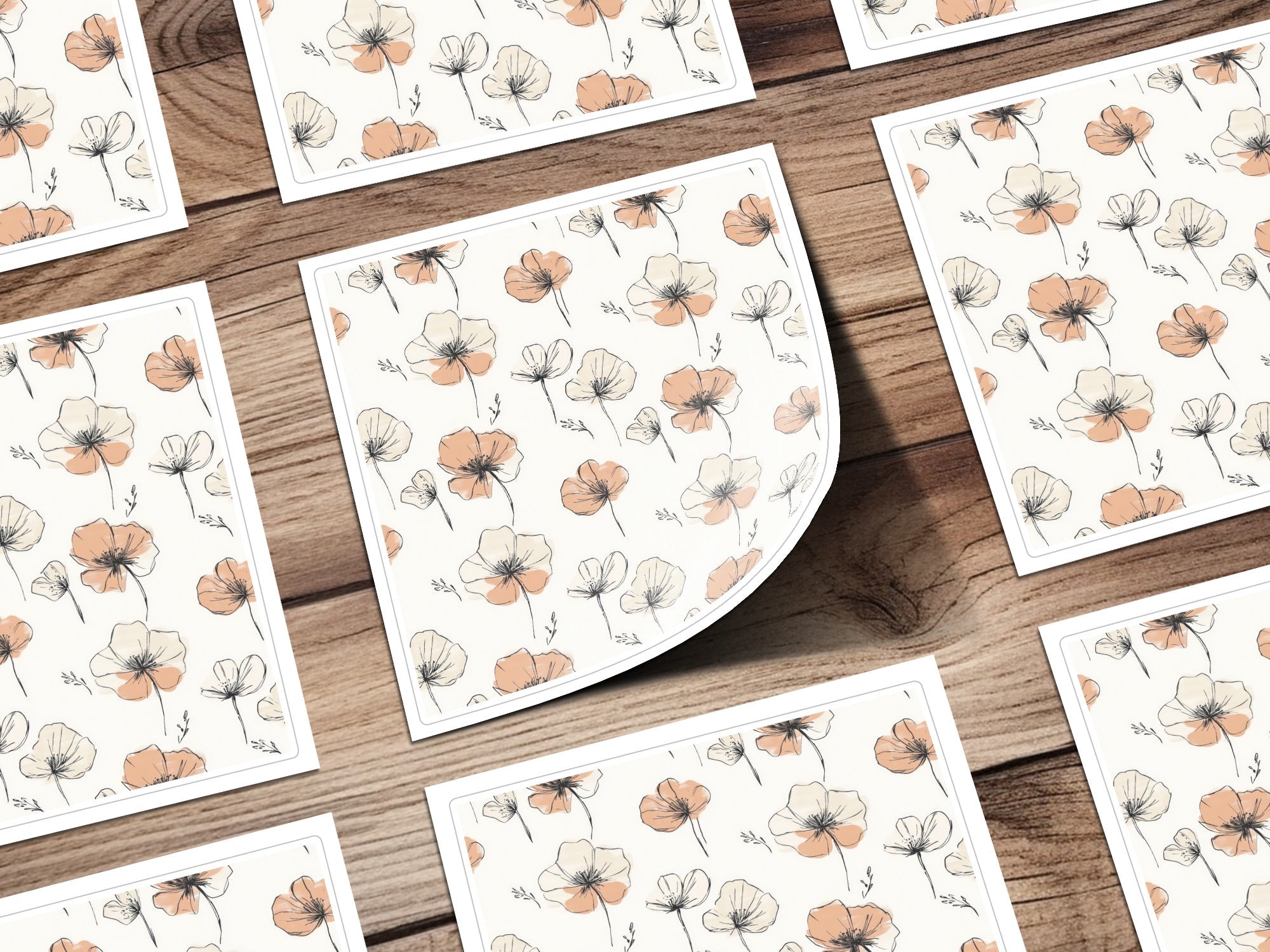 Floral Seamless Digital Paper, Flower Repeat Pattern, Cream and Peach Background, Printable Fabric Design, Digital Download - Moore and Mountain