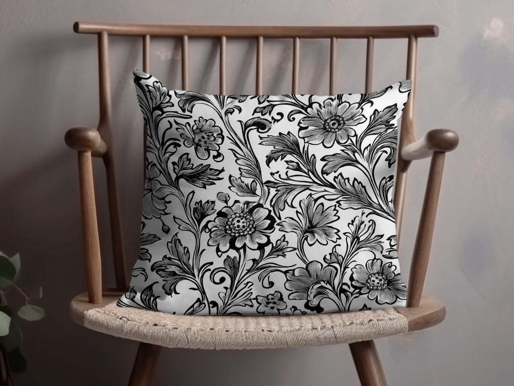 Floral Seamless Digital Pattern, Black and White Flower Background, Textile Design, Repeating Pattern Image, Digital Download, Scrapbook - Moore and Mountain