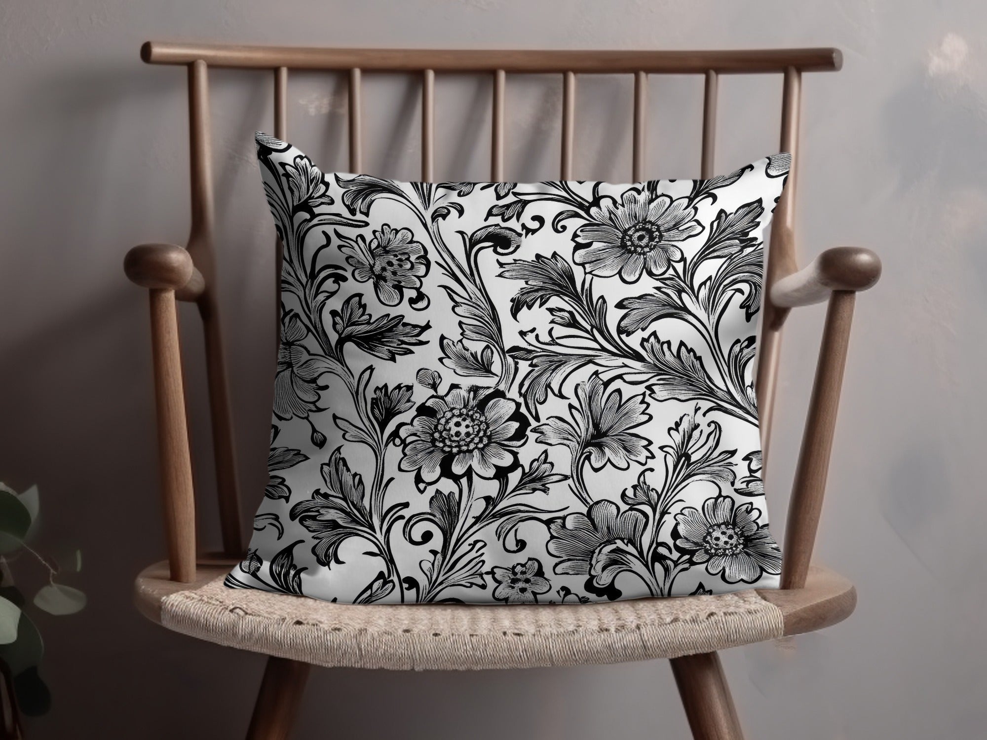 Floral Seamless Digital Pattern, Black and White Flower Background, Textile Design, Repeating Pattern Image, Digital Download, Scrapbook - Moore and Mountain