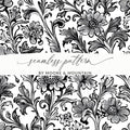Floral Seamless Digital Pattern, Black and White Flower Background, Textile Design, Repeating Pattern Image, Digital Download, Scrapbook - Moore and Mountain