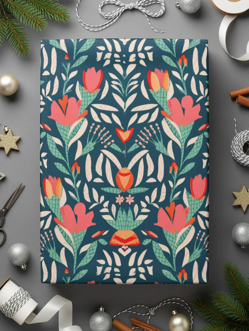 Floral Seamless Digital Pattern, Dark Background, Flower Repeat, Printable Fabric, 12x12 Inches, Digital Download for Crafts - Moore and Mountain