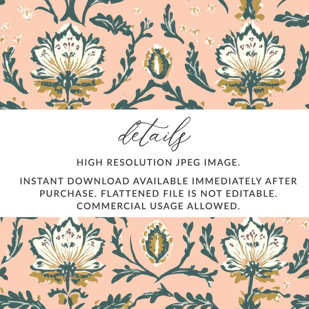 Floral Seamless Indian Pattern with Delicate Vines Design - Moore and Mountain