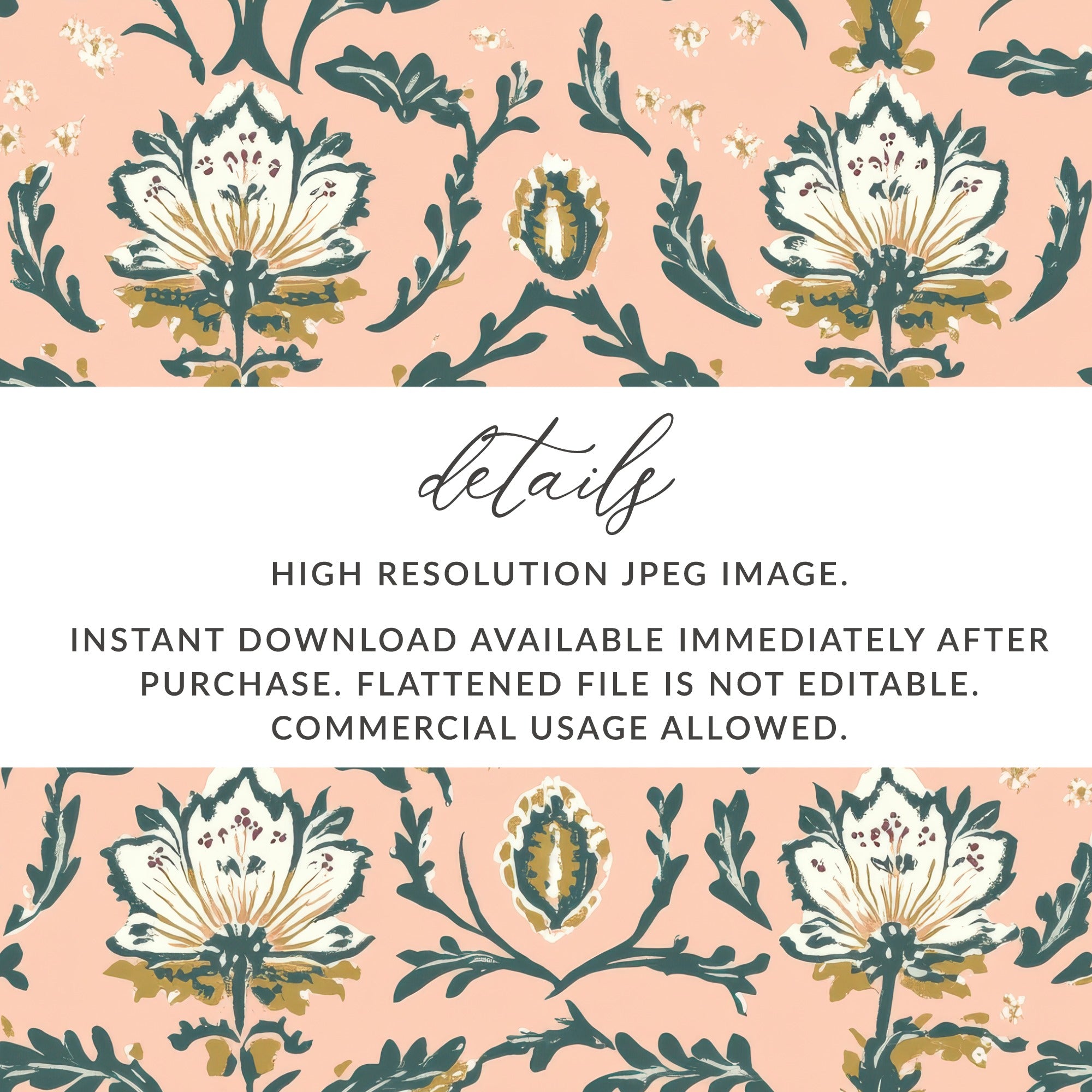 Floral Seamless Indian Pattern with Delicate Vines Design - Moore and Mountain