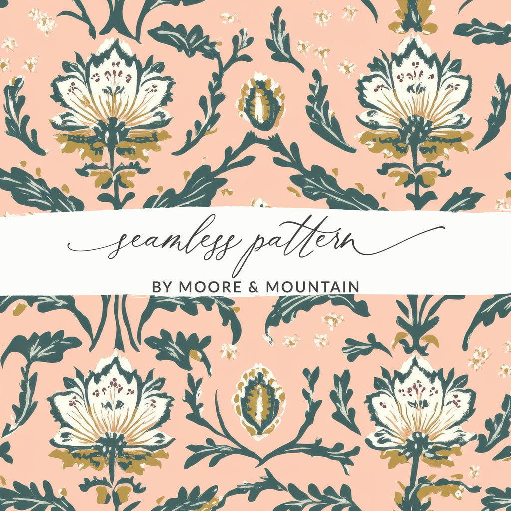 Floral Seamless Indian Pattern with Delicate Vines Design - Moore and Mountain