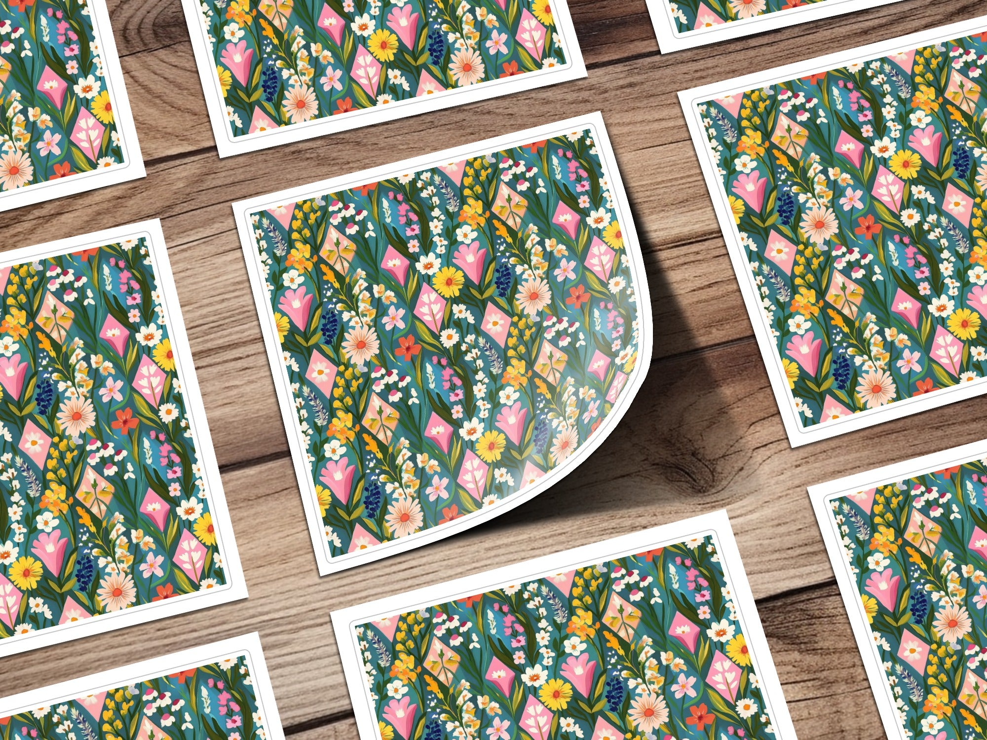 Colorful Floral Pattern with Various Flowers Sticker