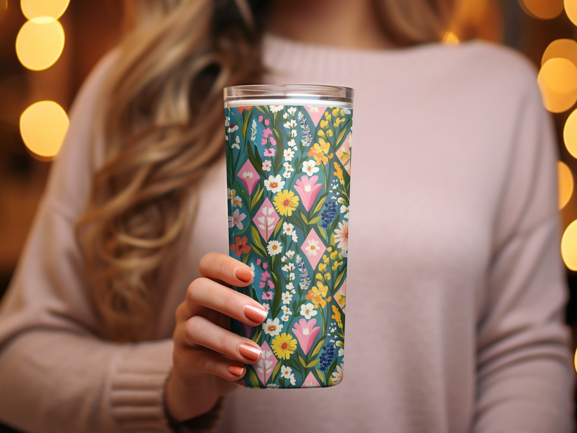 Vibrant Floral Travel Mug With Colorful Flower Design
