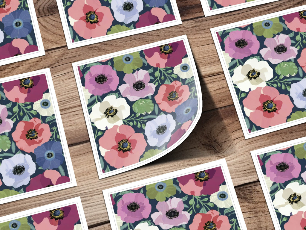 Floral Seamless Pattern, Anemone Flower, Digital Paper Pack, Fabric Design, Watercolor Style, Surface Pattern, Downloadable, Print Ready - Moore and Mountain