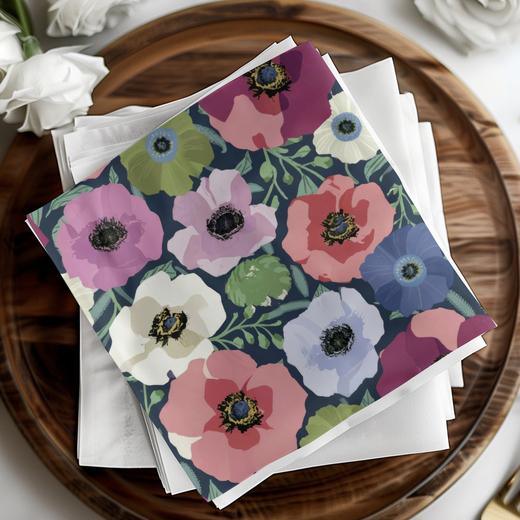 Floral Seamless Pattern, Anemone Flower, Digital Paper Pack, Fabric Design, Watercolor Style, Surface Pattern, Downloadable, Print Ready - Moore and Mountain
