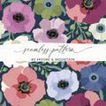 Floral Seamless Pattern, Anemone Flower, Digital Paper Pack, Fabric Design, Watercolor Style, Surface Pattern, Downloadable, Print Ready - Moore and Mountain
