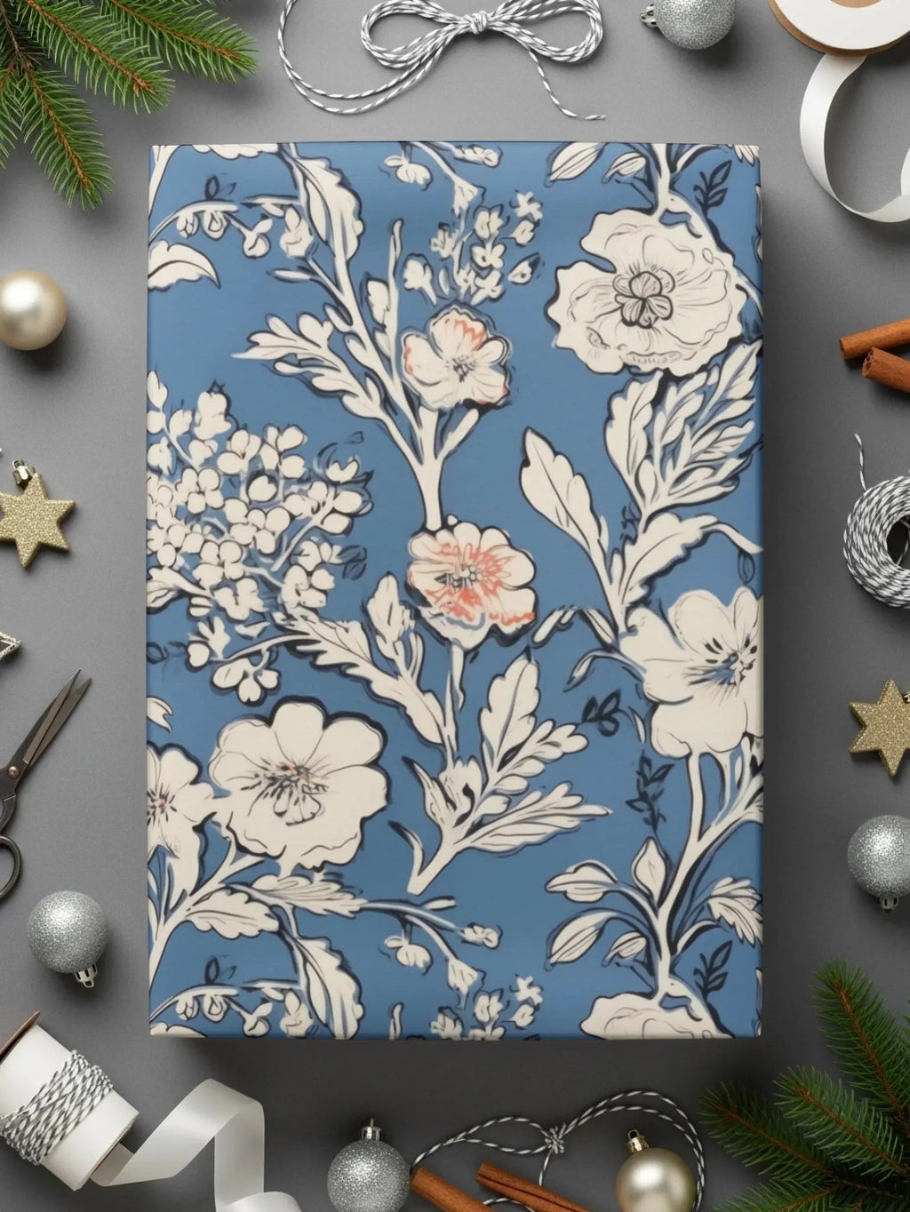 Floral Seamless Pattern, Blue Digital Paper, Flower Design, Scrapbook Paper, Tileable Print, Repeating Pattern, Digital Download - Moore and Mountain