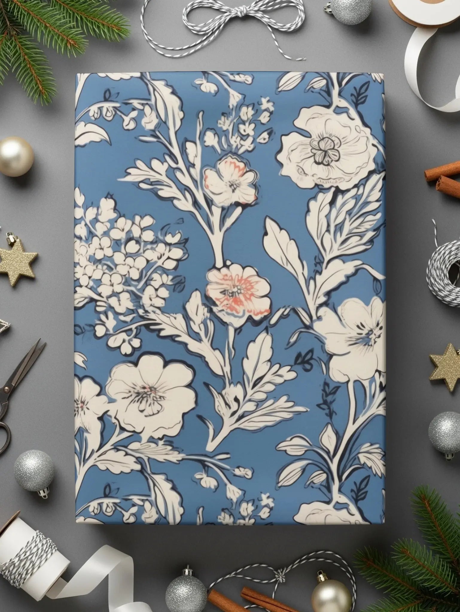Floral Seamless Pattern, Blue Digital Paper, Flower Design, Scrapbook Paper, Tileable Print, Repeating Pattern, Digital Download - Moore and Mountain