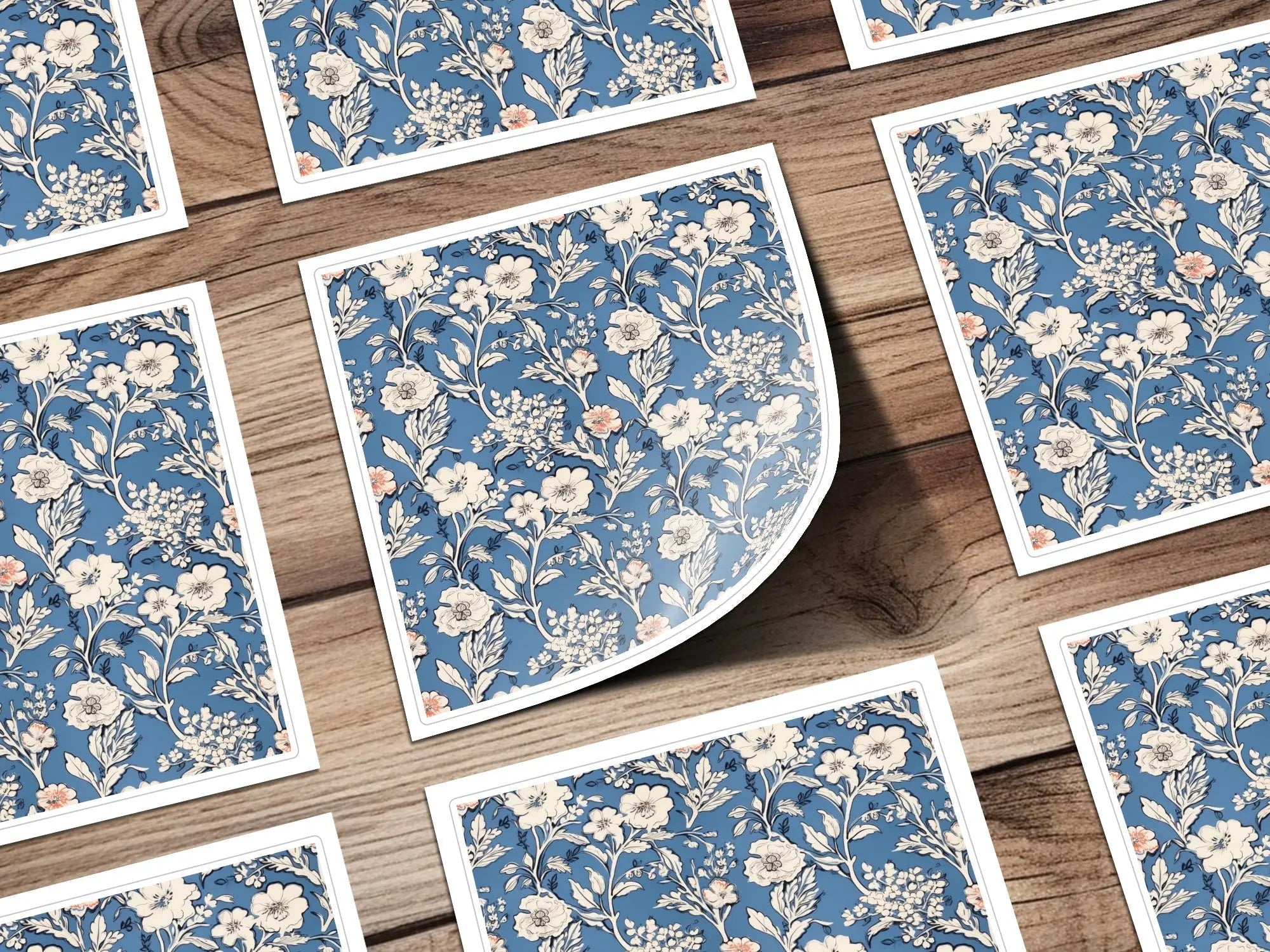 Floral Seamless Pattern, Blue Digital Paper, Flower Design, Scrapbook Paper, Tileable Print, Repeating Pattern, Digital Download - Moore and Mountain