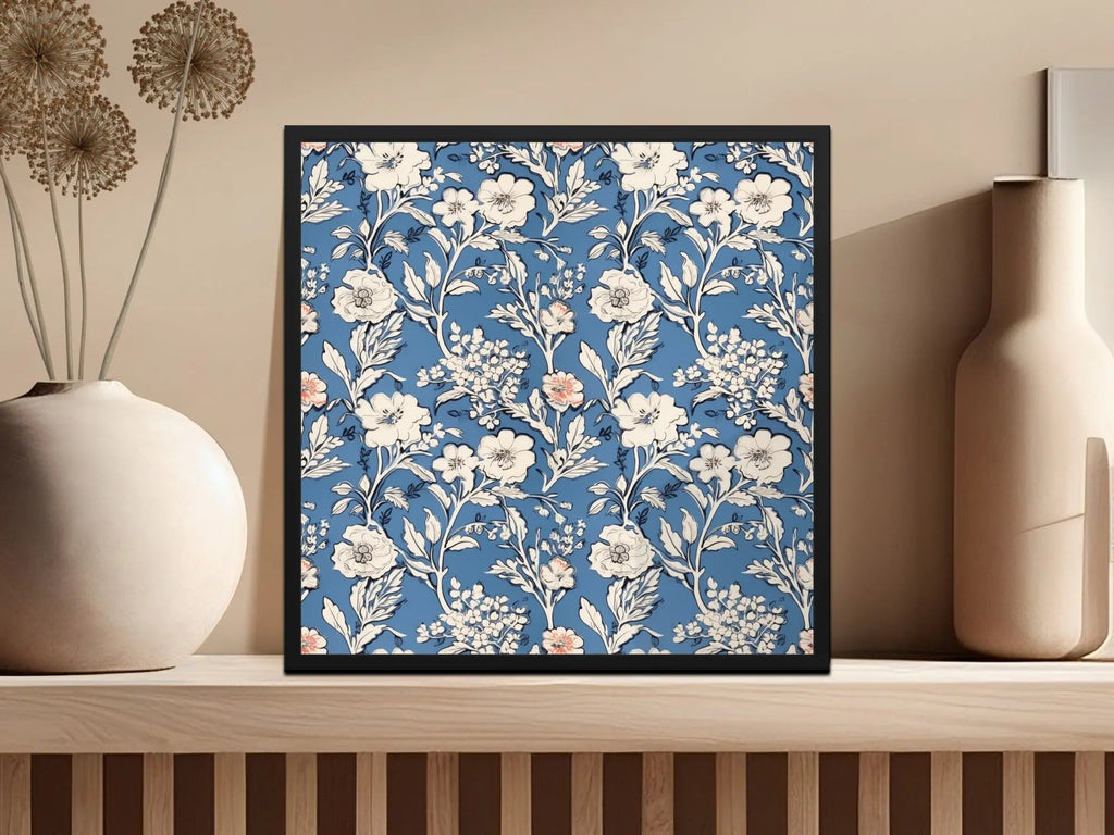 Floral Seamless Pattern, Blue Digital Paper, Flower Design, Scrapbook Paper, Tileable Print, Repeating Pattern, Digital Download - Moore and Mountain