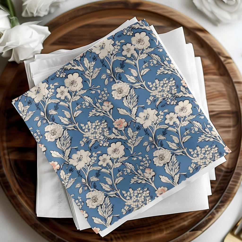 Floral Seamless Pattern, Blue Digital Paper, Flower Design, Scrapbook Paper, Tileable Print, Repeating Pattern, Digital Download - Moore and Mountain