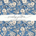 Floral Seamless Pattern, Blue Digital Paper, Flower Design, Scrapbook Paper, Tileable Print, Repeating Pattern, Digital Download - Moore and Mountain