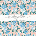 Floral Seamless Pattern, Blue Flowers, Digital Paper Pack, Two Scales, Commercial Use, Surface Design, Printable Fabric, Digital Product - Moore and Mountain