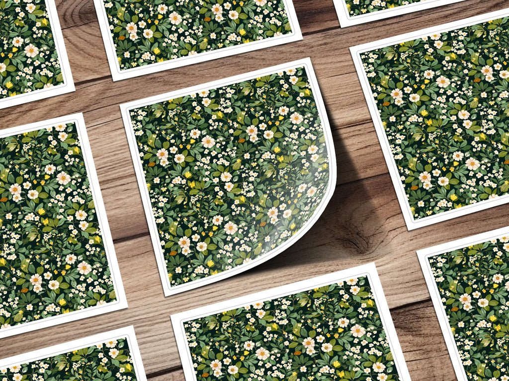 Floral Seamless Pattern, Botanical Digital Paper, Dark Green Background, Flower Pattern, Printable Fabric, Commercial Use Digital Downloads - Moore and Mountain