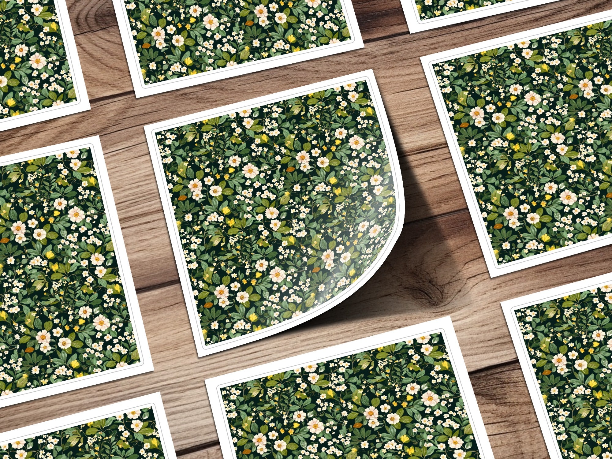 Floral Seamless Pattern, Botanical Digital Paper, Dark Green Background, Flower Pattern, Printable Fabric, Commercial Use Digital Downloads - Moore and Mountain