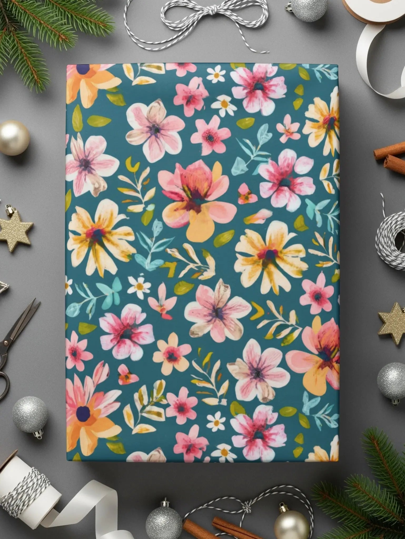 Floral Seamless Pattern, Botanical Digital Paper, Flower Repeat Design, Fabric Print Digital Download, Commercial Use, 2 JPEG Scales - Moore and Mountain